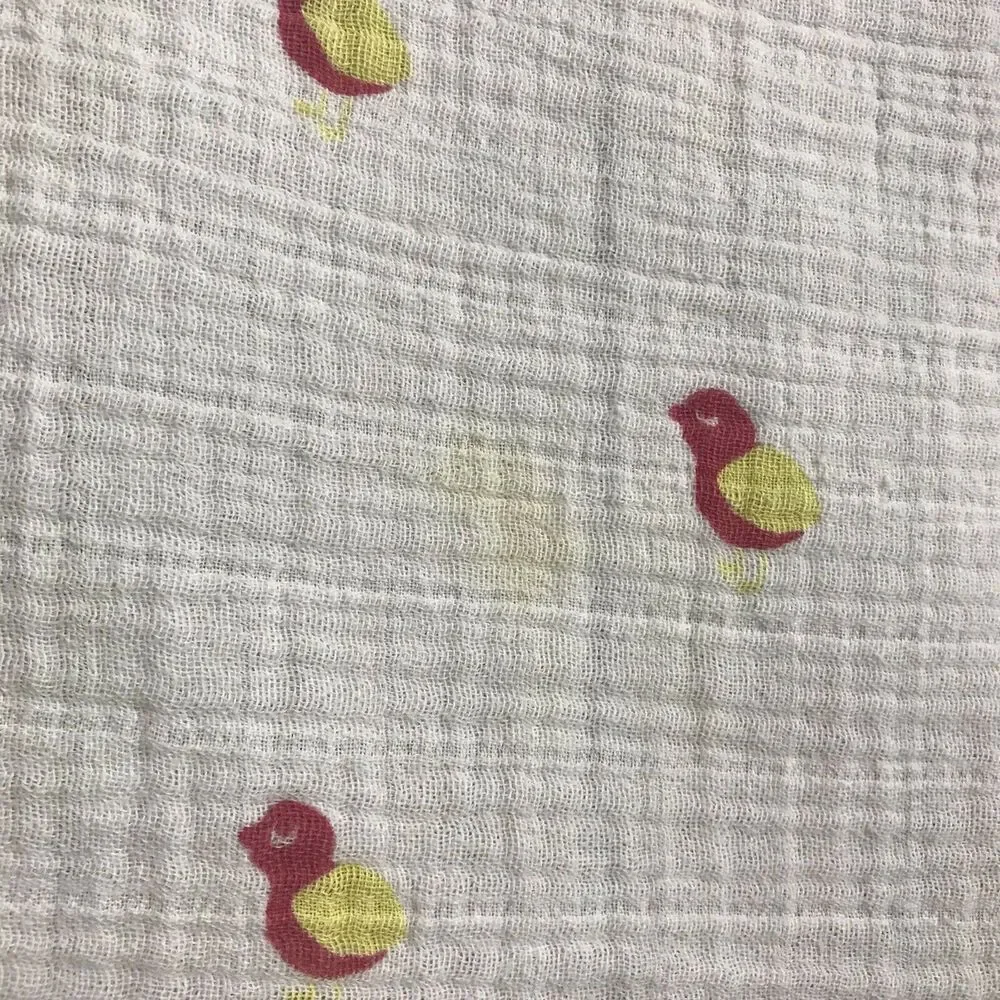 Aden + Anais red yellow bird muslin swaddle baby blanket 100% cotton pink RARE